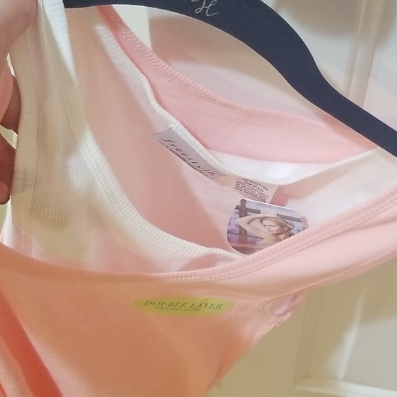 Danskin freestyle 2 layered tanks peachy pink and white medium - Picture 13 of 14